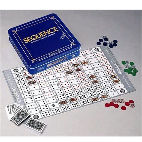 sequence game in metal box|sequence in a tin.